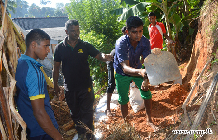 SLSR Troops Help Avert Earth Avalanche in Convent Premises
