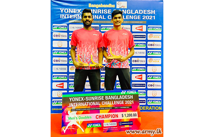 Army Badminton Players Win 'Yonex Sunrise Bangladesh International Challenge 2021 (Men's Double) Championship