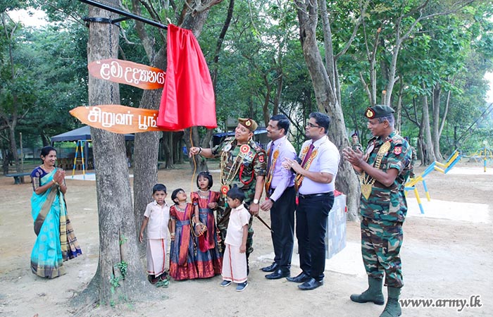 கிளிநொச்சி 55 வது காலாட் படைப்பிரிவு படையினரால் சிறுவர் பூங்கா நிர்மாண
