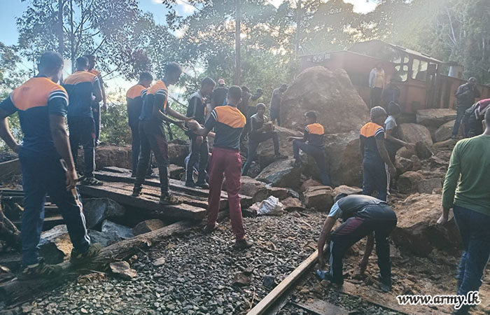 Army Troops Assist in Clearing Rockfall on Railway Line