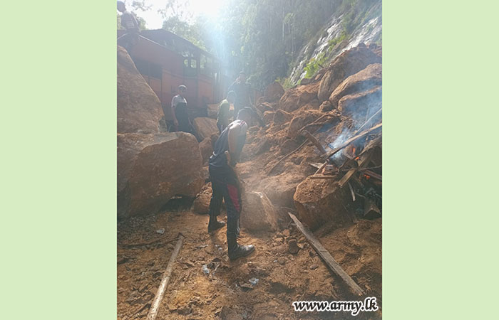 Army Troops Assist in Clearing Rockfall on Railway Line