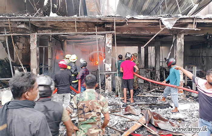 Army Troops Assist Fire at a Private Company Showroom in Vauniya