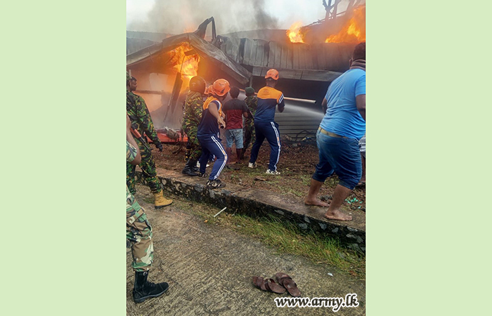 Army Troops Assist Fire at Factory in Panadura