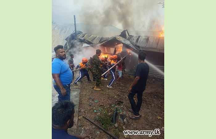 Army Troops Assist Fire at Factory in Panadura