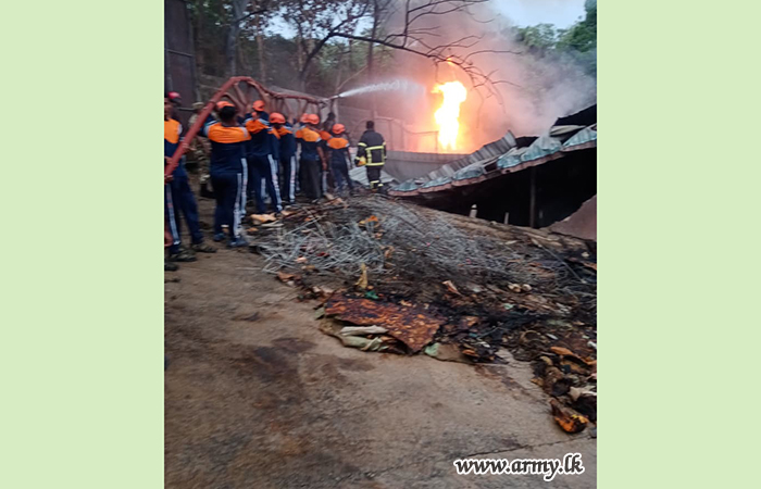 Army Troops Assist Fire at Factory in Panadura