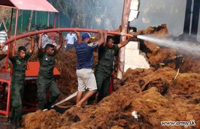 8 GW Troops Help Douse Coir Factory Fire