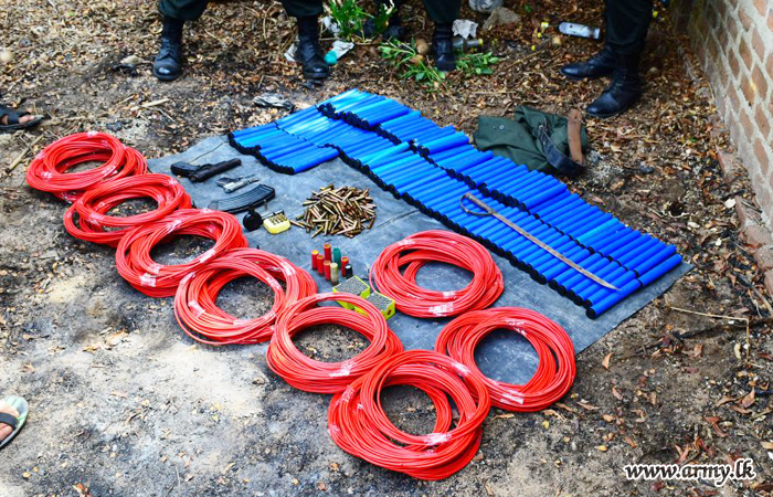 East & West Troops Find Record Stocks of Weapons, Explosives from Eravur, Sammanthurai,  Wan Ela, Serunuwara & Kotiyakumbura