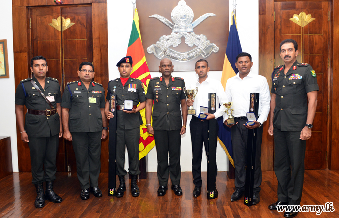Army Billiard Players Commended Inviting them to Commander's Office