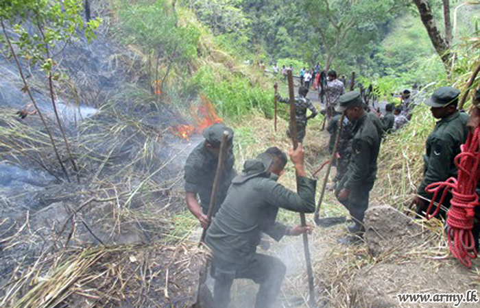 මධ්‍යම භටපිරිස් කුඹල්වෙල ප්‍රදේශයේ හදිසියේ ඇතිවූ ගින්නක් මැඩපවත්වයි