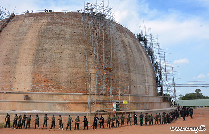 Martial Art Trainees in Wanni Contribute to Stupa Construction