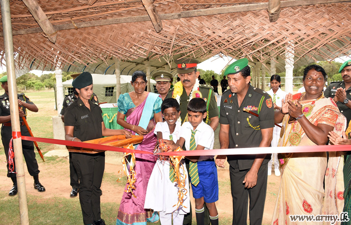 574 Brigade Troops Erect Cadjan-Thatched Hall for School