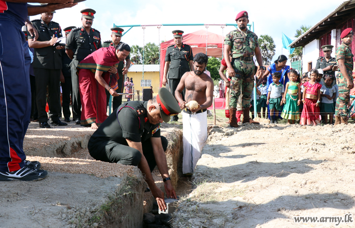 Commander Gets Funds for New Pre-School Building in Jaffna 