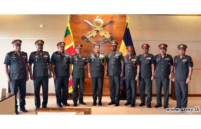 Newly Promoted Nine Majors General Extend Courtesies to Commander   