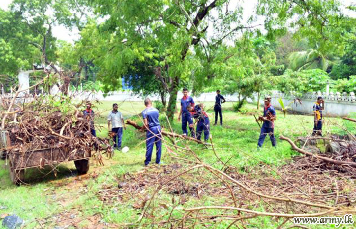 On Request FMA- East Troops Do 'Shramadana' in Temple 