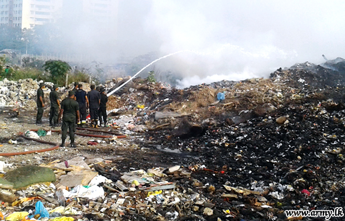 Army Troops Join Fire Fighters at Madampitiya 