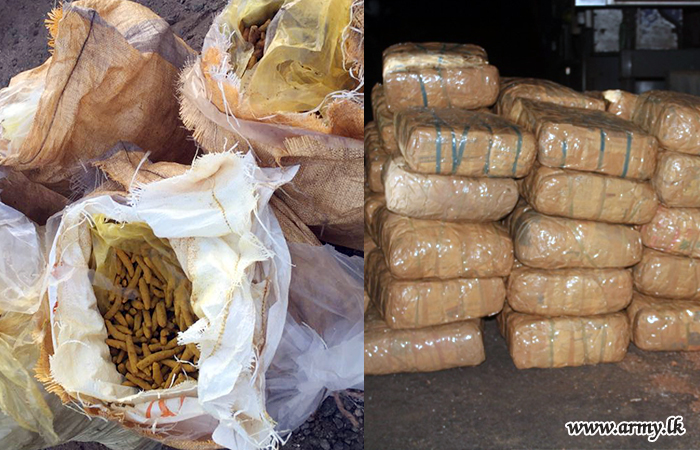 Army Troops Manning Roadblocks Apprehend Smuggled Turmeric & Kerala Cannabis