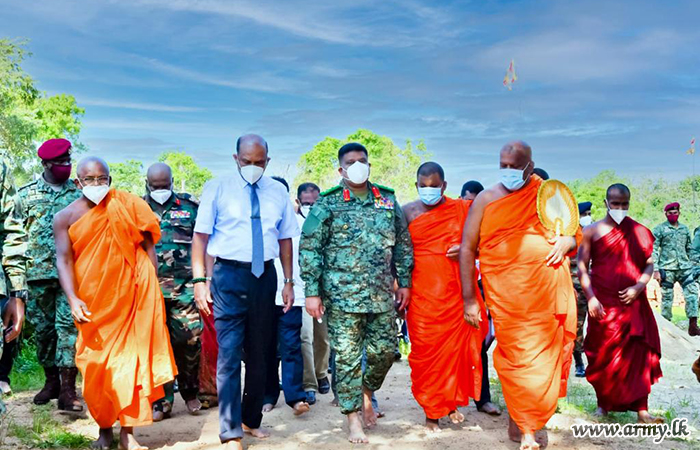 Secretary Defence, Top Brass Security & State Officials Inspect Deegawapiya Stupa Restoration Project