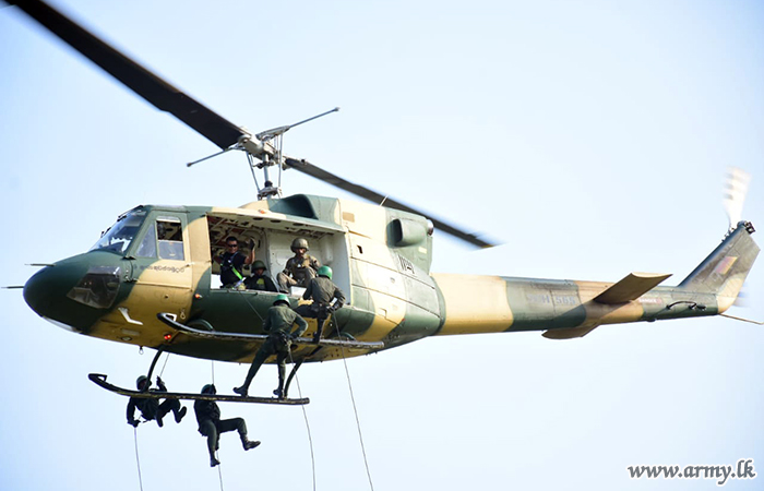 Heli-Rappelling Techniques in Air Mobile Brigade Rehearsed