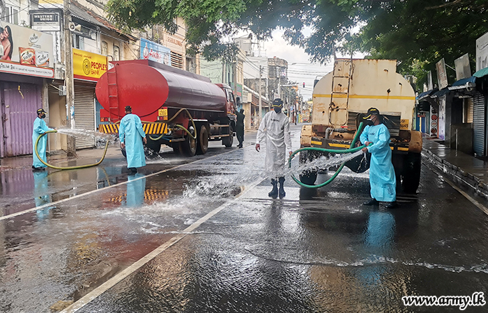 512 Brigade troops Disinfect Jaffna Town  