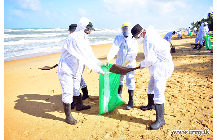 Troops Collect Debris of the Ship at Wadduwa