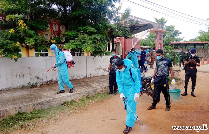 Troops Disinfect Vavuniya Town against COVID-19 Spread       