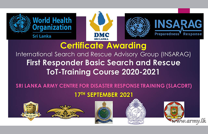 Army Centre for Disaster Response Trains 40 for Emergencies under INSARAG’s ToT Course