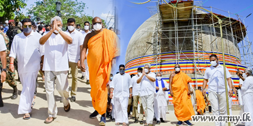 HE the President Enshrines Offerings to the Restored Kuragala Pagoda During His Surprise Visit 