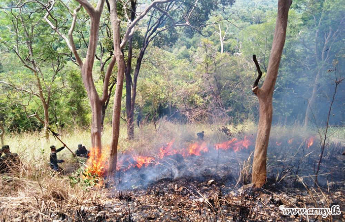 121 Brigade Troops Extinguish Bushfire in Wadinagala Area | Sri Lanka Army