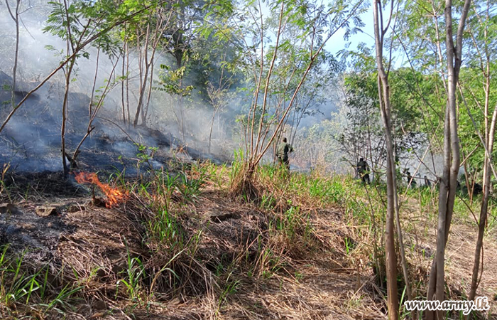 121 Brigade Troops Extinguish Bushfire in Wadinagala Area | Sri Lanka Army