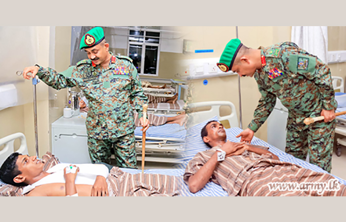 Commander at Colombo Army Hospital Inquires Into Medical Condition of Injured Army Personnel During Wednesday Clash