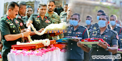 Fluttering & Colourful Army Flags Symbolically Blessed at Sri Maha Bodhi Ahead of 73rd Anniversary & Army Day     