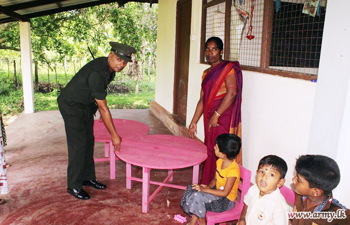 14 SLSR Troops Make Desks & Chairs Needed for Pre School Kids