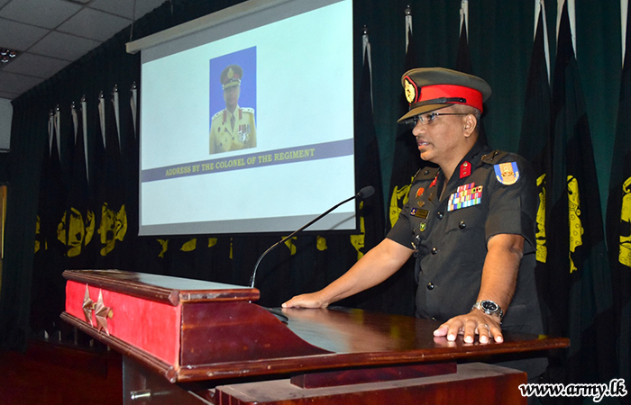 SNCOs' Refresher Course Attendees in SLSR HQ Listen to Colonel of the Regiment