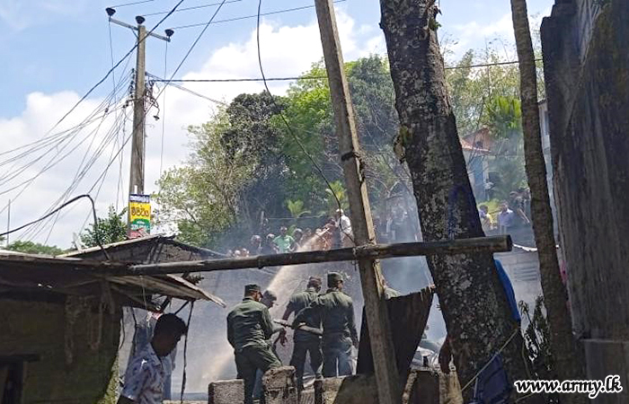 Kegalle-Based Troops Douse Fires in Town Area