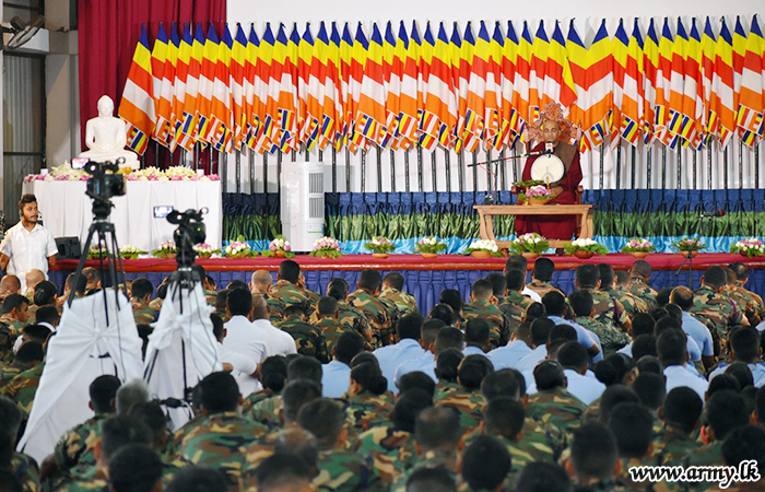 Wanni Troops with Sister Services Listen to Dhamma Sermon