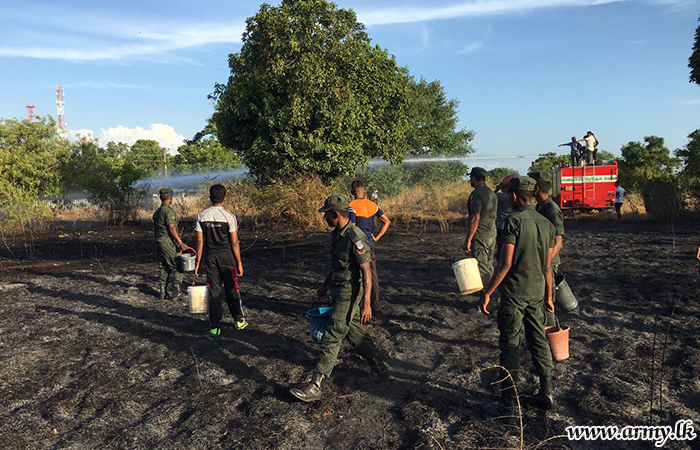 Wanni Troops Fight against Major Fire in Kilinochchi Engineering Faculty of Jaffna University