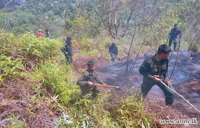 ලැව්ගිනි මැඩපැවැත්වීමට යුද්ධ හමුදා භටපිරිස්වල දායකත්වය