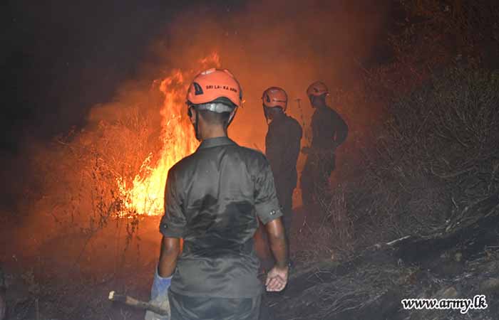 Troops of 8 Sri Lanka Sinha Regiment Successfully Extinguish Wildfire