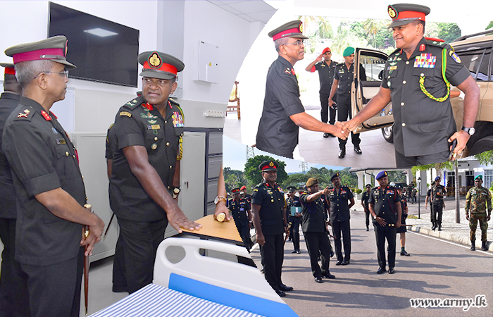 යුද්ධ හමුදා මාණ්ඩලික ප්‍රධානී මහනුවර යුද්ධ හමුදා මූලික රෝහලේ නිරීක්‍ෂණ චාරිකාවක