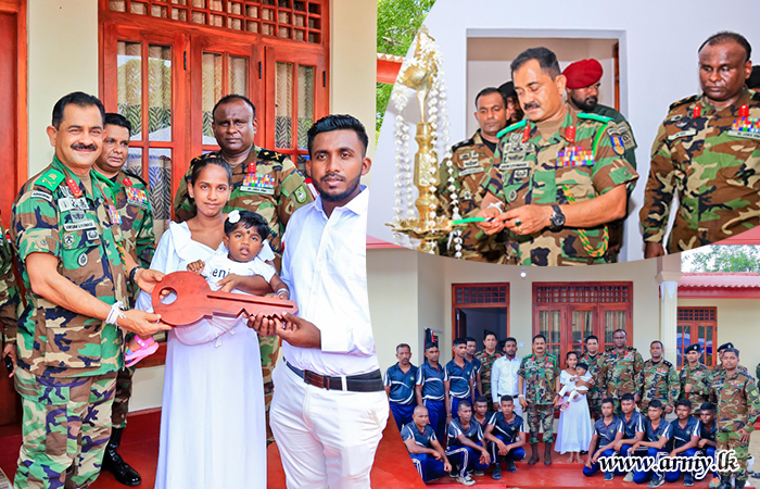 ත්‍රිකුණාමලය, චීනවරාය ප්‍රදේශයේ පදිංචි පවුලක් වෙනුවෙන් ඉදිකළ නව නිවසක් යුද්ධ හමුදාධිපතිතුමන්ගේ සුරතින් නිවාසලාභීන් වෙත පවරාදෙයි