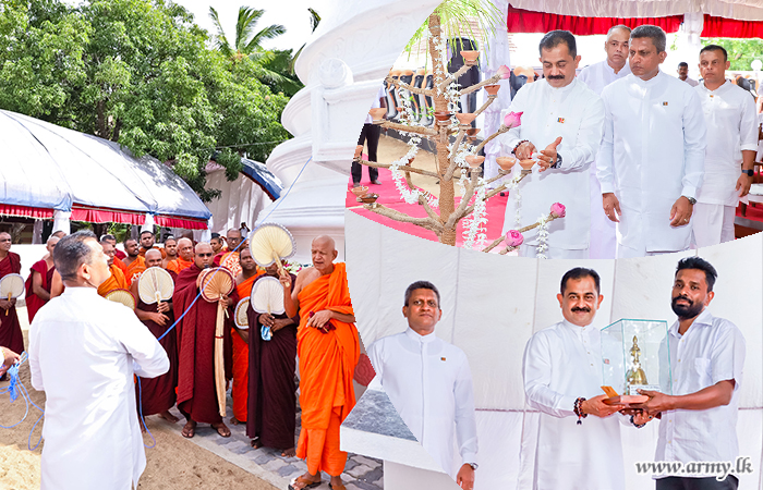 යුද්ධ හමුදාධිපතිතුමන් විසින් දීපදුත්තමාරාමය විහාරස්ථානයේ චෛත්‍යය නිරාවරණය කෙරේ