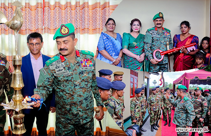 ඊවිනෙයි ප්‍රදේශයේ යුද්ධ හමුදාව විසින්  ඉදිකරන ලද නිවසක් යුද්ධ හමුදාධිපතිතුමන් විසින් නිවාසලාභීන් වෙත ප්‍රදානය කරයි