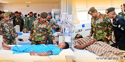 යුද්ධ හමුදාධිපතිතුමන් ගුවන් අනතුරින් තුවාල ලැබූවන්ගේ සුවදුක් විමසයි