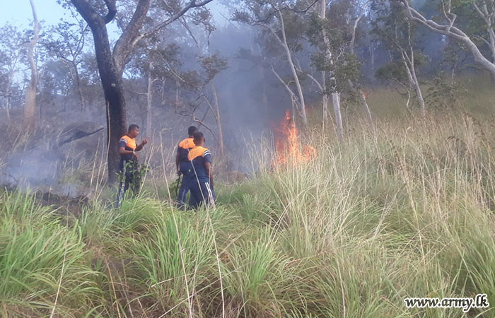 Army Troops Extinguish Wildfires in Kuragala and Bandarawela Areas
