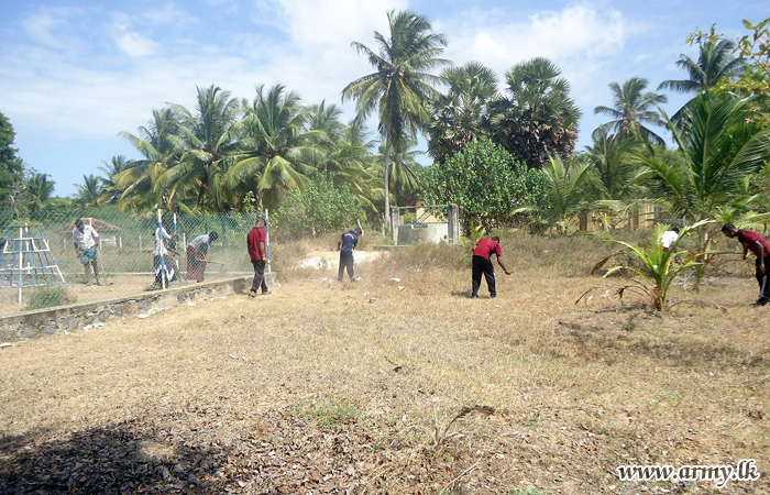 65 Division Assists Cleaning of Tamil Mixed School at Skanadapuram