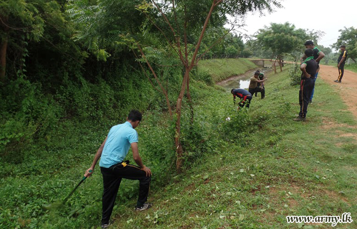 9 Sinha Regiment Troops Clean Water Stream 
