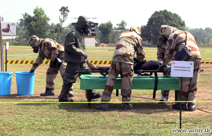 රසායනික සිදුවිම් පිළිබඳව පැවැත්වෙන පාඨමාලාව සඳහා යුද හමුදාවේ රාසායනික න්‍යෂ්ඨික ජීවවිද්‍යාත්මක විකිරණශීලි ප්‍රතිචාර බලඝණය (CBRN) සම්පත් දායකත්වය ලබාදෙයි 