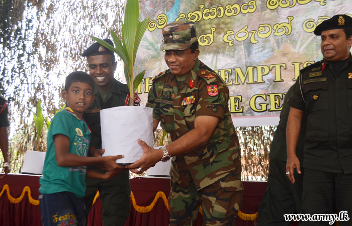 Jaffna Security Forces Give Away More Coconut Saplings
