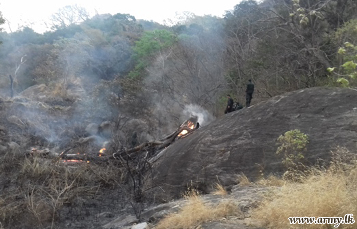 Central Troops Extinguish Bushfire in Wellawaya