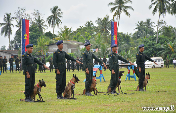 පුපුරණ ද්‍රව්‍ය හඳුනාගන්නා සූනඛයින් 8 දෙනෙකු සහ ඔවුන් හසුරවන්නන් හට ප්‍රවීණතා ලාංජන පළඳවයි